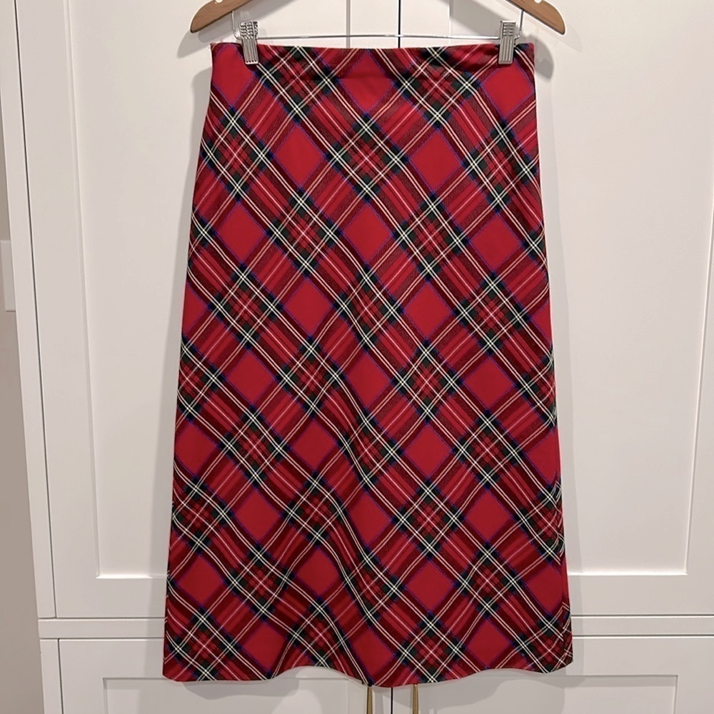 Casual Corner Annex Petite Plaid Midi Lined Skirt Size 6